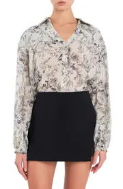 English Factory Abstract Floral Shirt in Ivory Multi at Nordstrom, Size Medium