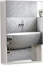 Bathroom Mirror Storage Cabinet, Bathroom Wall Cabinet with Mirror Door, Mirrored Medicine Cabinet, Large Space Saving Organizer, White, Black