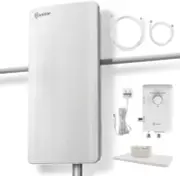 HDTV ＆ FM Amplified Antenna 85 Miles AT-800SBS with Dual Outputs Smart Boost Sys