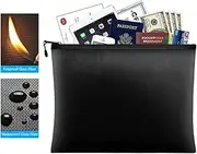 Fireproof Document Bags, 13.4 x 9.4 cm, Waterproof, Zipper, A4 Document Holder (Black)