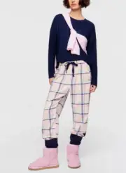 NEW PETER ALEXANDER LOGO TOP & CHECK LEGWARMER FLANNELETTE PANTS L PJ SET $169.9
