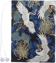 SHINEOFI Book Sleeve Cover for Novel, A5 Japanese Style Crane Pattern Fabric Book Protector Non Slip on Notebook Textbook Padded Case Decor for Reading