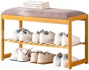 Shoe Changing Stool, Household Bench at The Door, Shoe Cabinet with Stool and Integrated Shoe Carrying Stool, Entrance Door, Wooden Shoe Rack, 50 x 32 x 45 cm (Color : Original col
