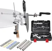 Knife Sharpener, 7 Pieces 120/240/320/600/600/1000/1500 Manual Knife Sharpener Professional Knife Sharpener Steps Kitchen Knife Sharpener Professional Fixed Angle Knife Sharpener System Kit