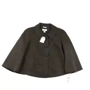Talbots Blazer Womens 4P Brown Lined Collared Button Up Jacket NWT