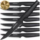 Steak Knives Set of 8, Stainless Steel, Serrated, Dishwasher Safe, Black