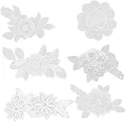 Homoyoyo 6pcs White Lace Flower Patches Floral Sewing Appliques for Jeans Bags DIY Crafts Durable and Practical for Clothing Decoration and Repair