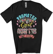 [Generic] Promoted to Great Auntie Est 2024, Amazing Mother's Day Pregnancy Flowers, Family Group Unisex T-Shirt