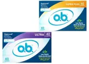 o.b. Non-Applicator Tampons Bundle Ultra 40ct and Super Plus 40ct