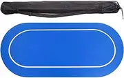 Poker Table Layout,Portable Oval Poker Table Mat with Carrying Bag(Blue)