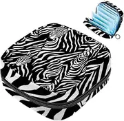 Period Bag,Sanitary Napkin Storage Bag,Black White Zebra Print,Tampon Holder for Purse