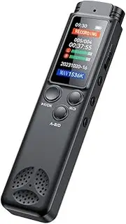 Digital Voice Recorder with AI Noise Reduction & Playback - Voice Activated Recorder for Lectures/Meetings/Interviews, 1000H HD Recording Device, Dual MIC, Mp3 Player and Password for Lectures (64GB)