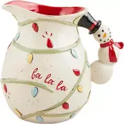 Mud Pie Snowman Handle Ceramic Pitchers, 80 oz, WHITE