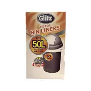 Glitz 50L Large Tie Top Kitchen Bin Liners - 60 Pack