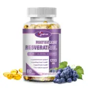 Resveratrol 60 Capsules Root Etract Boost Immune System Anti-Aging Radiant Skin