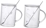 SHOWERORO Set of Glass Cups Romantic Drink Mug for Tea Water Heat Resistant Milk Cup for Family Friends Housewarming