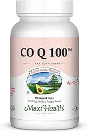 Maxi Health CO Q10 "100mg" - Coenzyme Q10 Supplement - Heart Health - 90 Liquid Capsules - Kosher