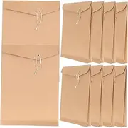 ROMISBABA 10pcs Paper Bag Document Organizer Envelope String Tie for Stationery A4 Size Office Supplies