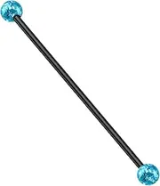 [Generic] 1PC Black Anodized 16g 1-3/8 35mm industrial piercing jewelry Piercing Jewelry 4mm Ferido Crystal More Choices