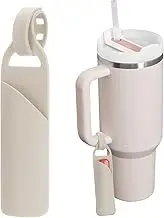 Proxima Direct 1 Pack Tumbler Chapstick Keychain Holder Compatible with Stanley Quencher 30oz/40oz, YETI Rambler Tumbler 30oz, Silicone Lipstick Sleeves Lip Balm Carrier Cover (Khaki)