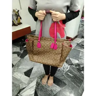 全新 Coach 媽媽包 正品 大包包 桃紅色