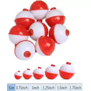 50pcs Round Floats Bobbers Red&White Set Floats Buoy Float lot Snap On Hard ABS
