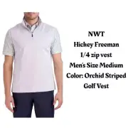 NWT Hickey Freeman 1/4 zip vest Men's Orchid Striped Golf Vest Size Medium