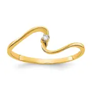 Solid 14k Yellow Gold A Simulated CZ Ring