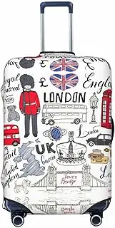 [CADREWY] I Love London Print Travel Suitcase Cover Luggage Protector with Elastic Anti Scratch for Carry On, Black, Large