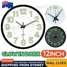 12'' Luminous Quartz Wall Clock Home Decor Night Glow In the Dark Silent Clock