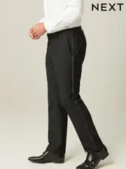 Black with Tape Detail Tailored Fit Tuxedo Suit Trousers (954111) | $64