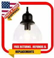 Meyer&Cross Brooks 1-Light Blackened Bronze Pendant with Seeded Glass Shade