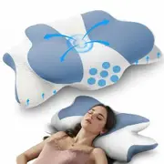 Memory Foam Cervical Pillow for Neck, Ergonomic Memory Foam Pillow for Side, Back, and Stomach Sleepers with Pillowcase
