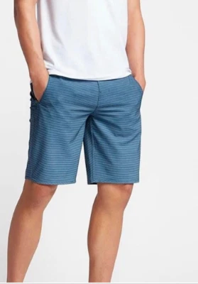 New HURLEY 32 HYBRID Harrison board shorts swim walk blue turquoise stripe