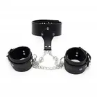 BDSM Restraint Set Collar With Handcuffs Wrist Metal Choker Sex Toy NEW