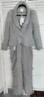 DIDIER PARAKIAN Linen 2 piece grey outfit jacket pant Cruisewear Size 4