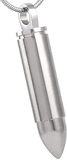 KETIME Free Engraving Stainless Steel Bullet Cremation Necklace for Ashes Memorial Urn Jewelry for Human