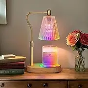 Candle Warmer Lamp - Candle Warmer Lamp with Timer and Dimmer Adjustable Height,Electric Wax Melt Warmer with 2 Bulbs for Scented Jar Candles Home Decor (Amber with RGB)