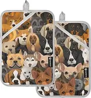 Hot Holder Cute Dog Brown, Potholders Square Lanyard Design, Easy Storage, Ideal for Baking & Cooking