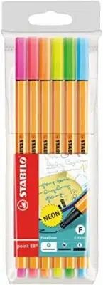 Fineliner - STABILO point 88 Wallet of 6 Neon Colours