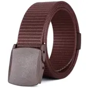 Men's Canvas Tactical Belt Army Waistband Web Strap Heavy Duty Brown Brown