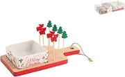 H&H Christmas Set Aperitiv Porcelain Bowl, Bamboo Base and 8 Sticks