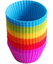 Silicone Cupcake Baking Cups, Thickened Non-deformable Reusable Muffin Liners For Standard Size Tin, Easy Food Release, Dishwasher Safe, Multicolor