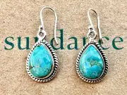 NEW $158 Sundance Kingman Turquoise Sterling Silver Handmade Teardrop Earrings