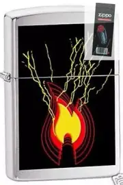 Zippo 6376 lightning and flame Lighter + FLINT PACK