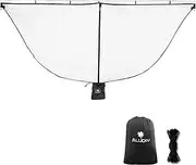 ALUCKY Hammock Net Camping Mosquito Net, No See Ums & Repels Insect, Polyester Netting for 360 Degree Protection, Double Sided Zipper for Easy Access Fits for All Camping Hammocks（Black