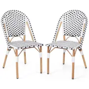Costway 2 PSC Bistro Chair Outdoor Furniture Seat Wicker Garden Kitchen Backyard Porch
