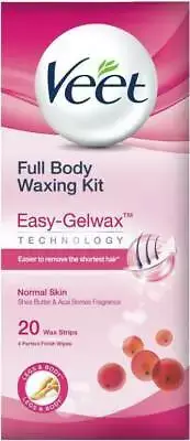 Veet Full Body Waxing Kit I Normal Skin Hair Removal Strips (20 wax Strips)