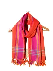 Kikoi Vibrant Gift 100% Cotton Ethnic Orange2 Tassel Scarf Beach Wrap Kenya Made