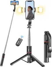 TUXOIUBA Selfie Stick Tripod with Light, 113Cm Extra Long Selfie